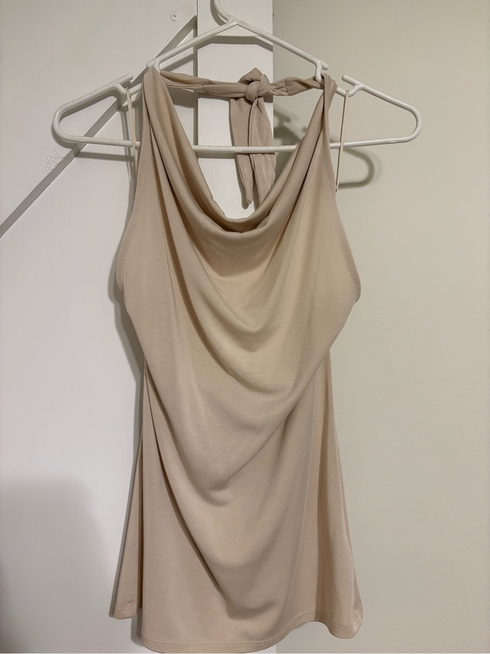 Draped Halter Neck Women's top in Beige